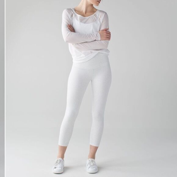 Lululemon Wunder Under Foil Manifesto White Nimbus Crop 8 - Picture 1 of 6